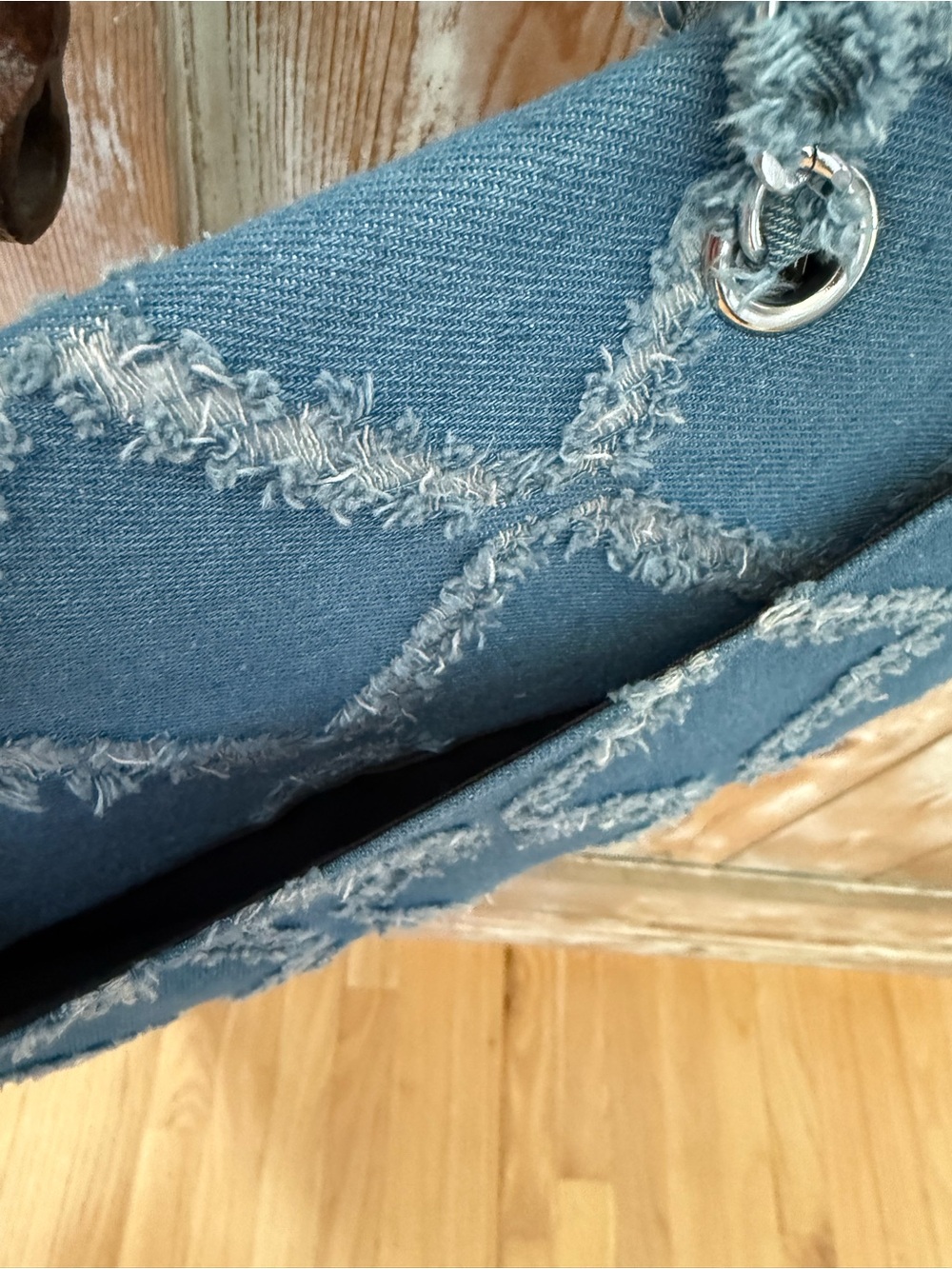 Denim Quilted Chain-Shoulder Crossbody Bag - Blue - Picture 12 of 12